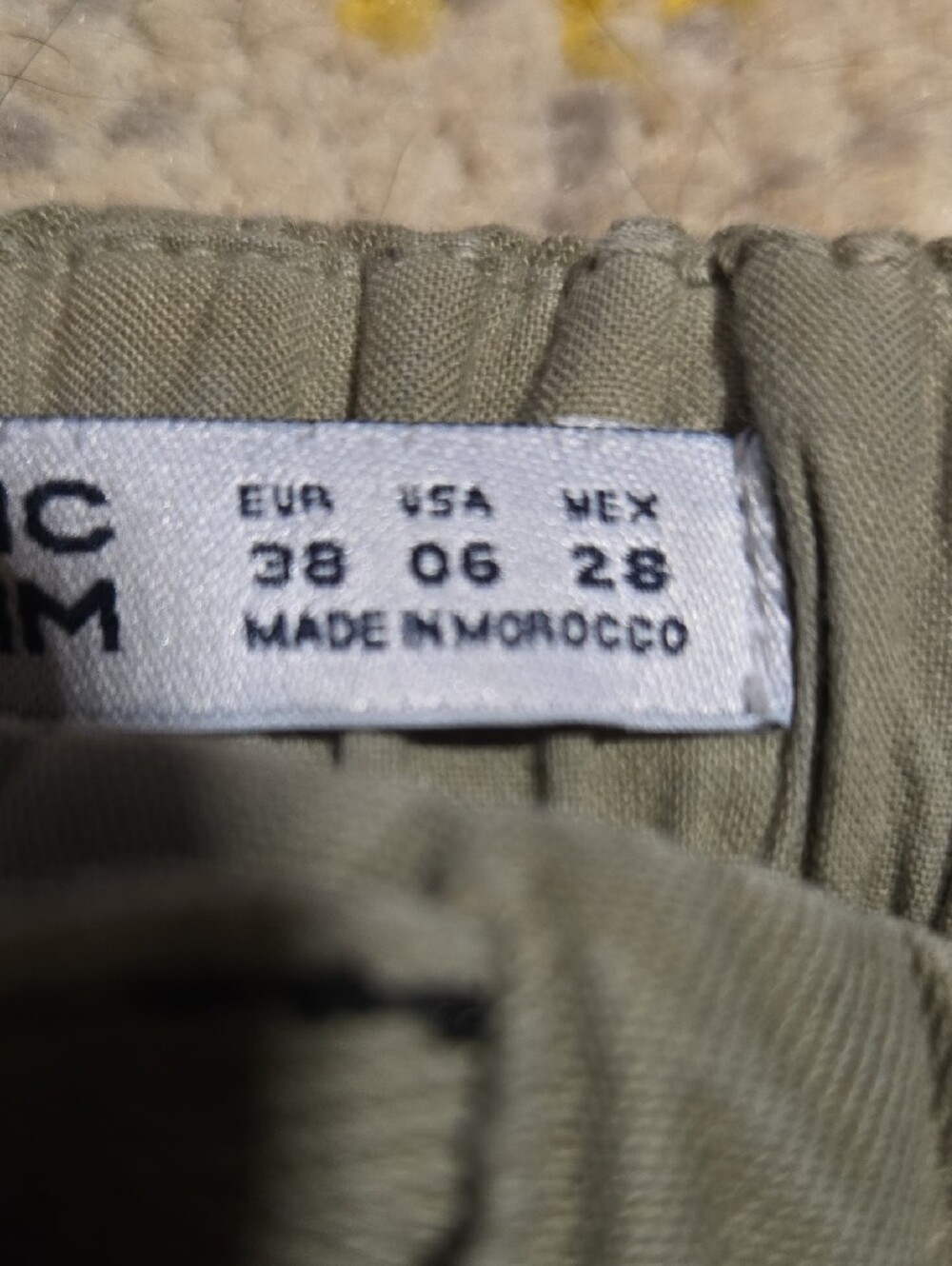 Zara Linen Blend Patchwork Cargo Pants Olive Green Size 6 - Picture 4 of 5